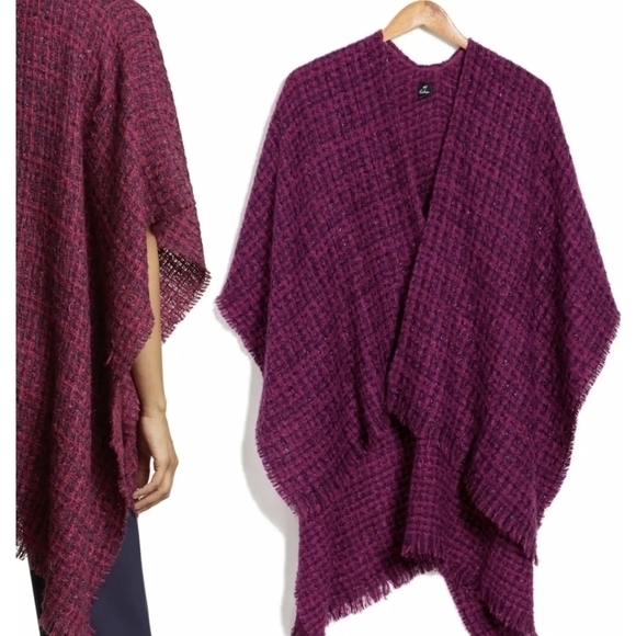 NWT Echo Poncho Metallic Tweed sweater knit winter cardigan - Picture 2 of 7